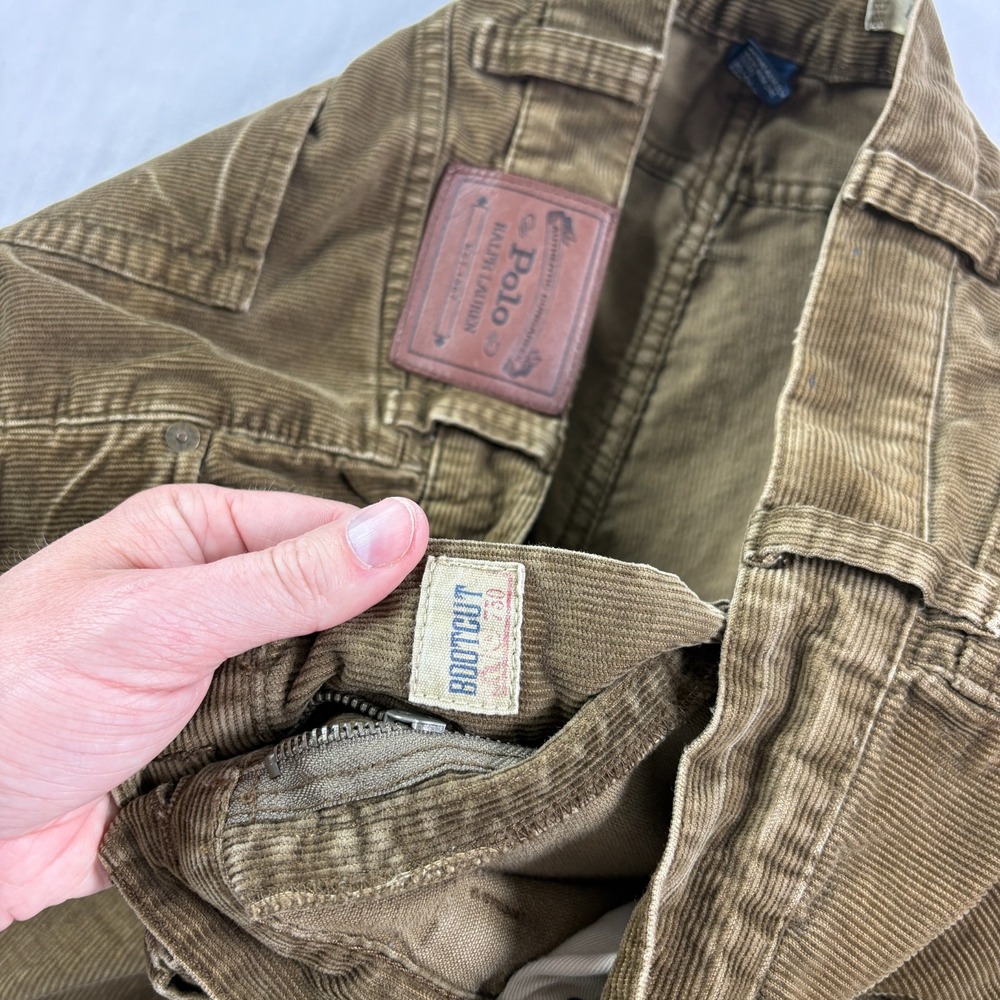 Polo Ralph Lauren Corduroy Pants Mens 42x32 Brown 750 Bootcut Chino - Picture 5 of 12